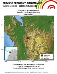 Triple temblor en Colombia este 25 de agosto: reporte del SGC